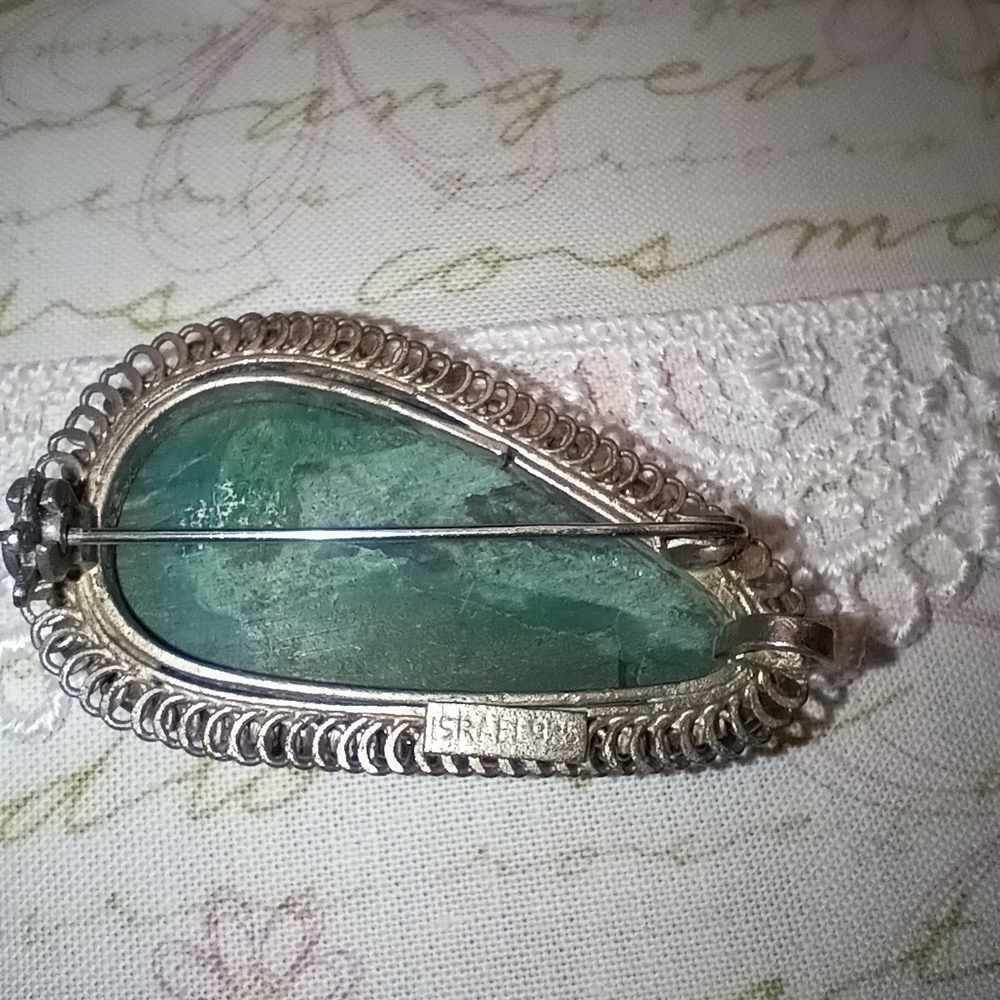 Vintage Sterling Silver & Eilat Stone Brooch-Pendant from Israel - Picture 4 of 9